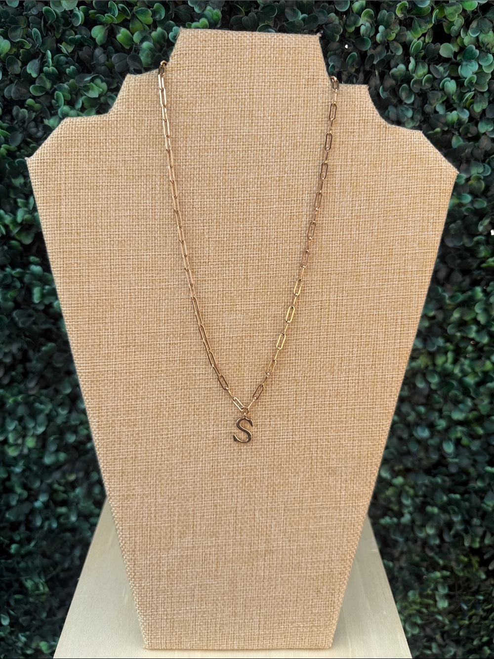 Gold Letter 'S' Paperclip Chain Necklace - Initial Pendant